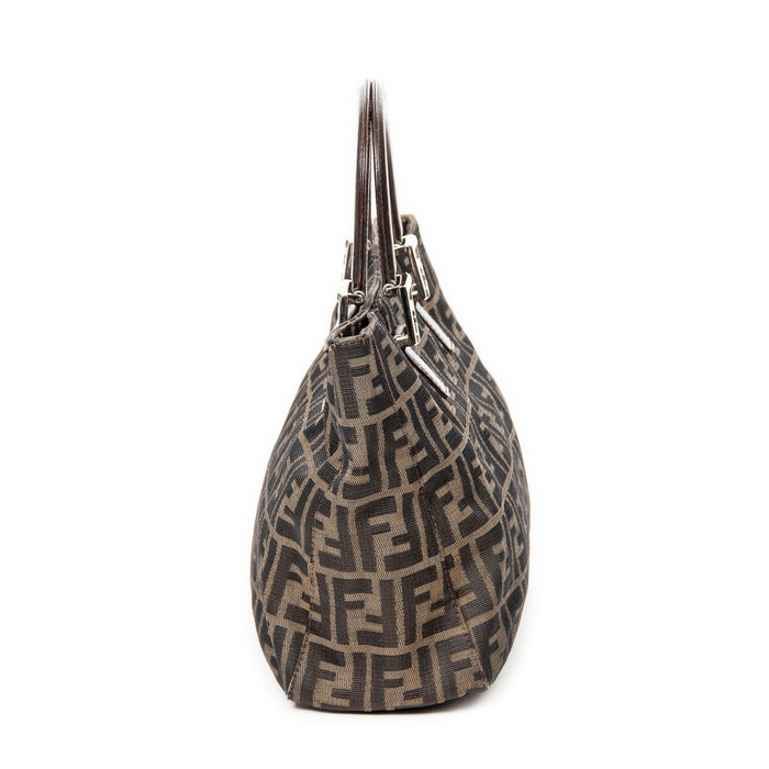 Fendi Vintage FF Handle Tote Zucca Canvas Small