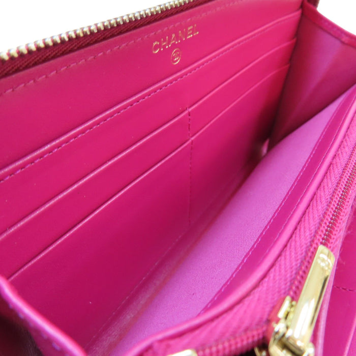 Chanel Caviar Zip Around Long Wallet Pink