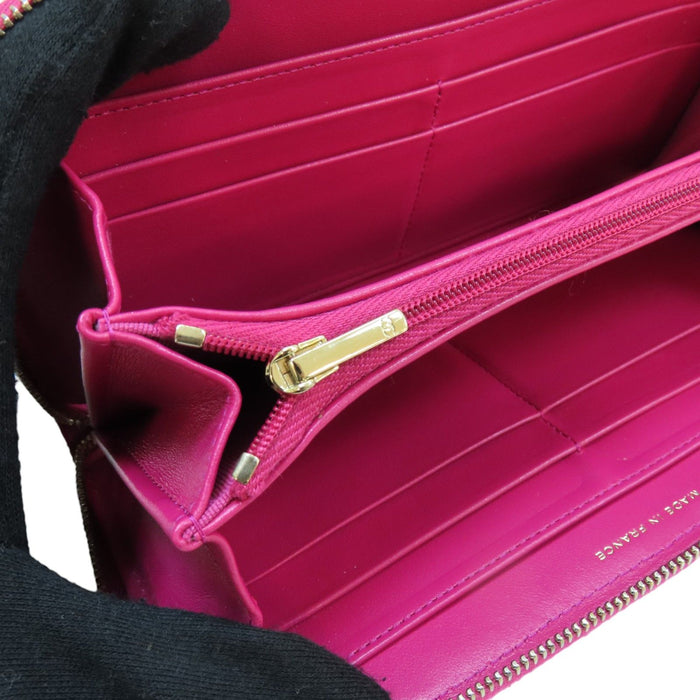 Chanel Caviar Zip Around Long Wallet Pink