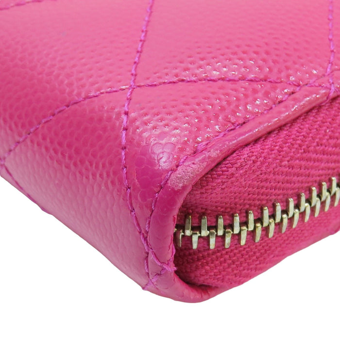 Chanel Caviar Zip Around Long Wallet Pink
