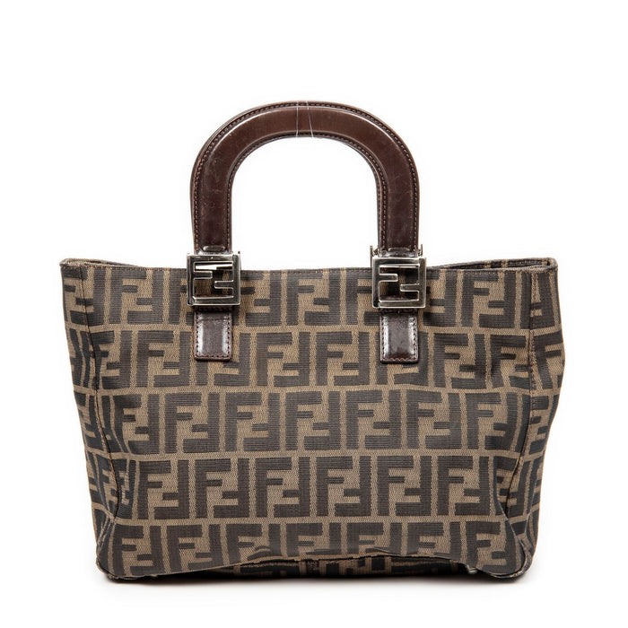 Fendi Vintage FF Handle Tote Zucca Canvas Small