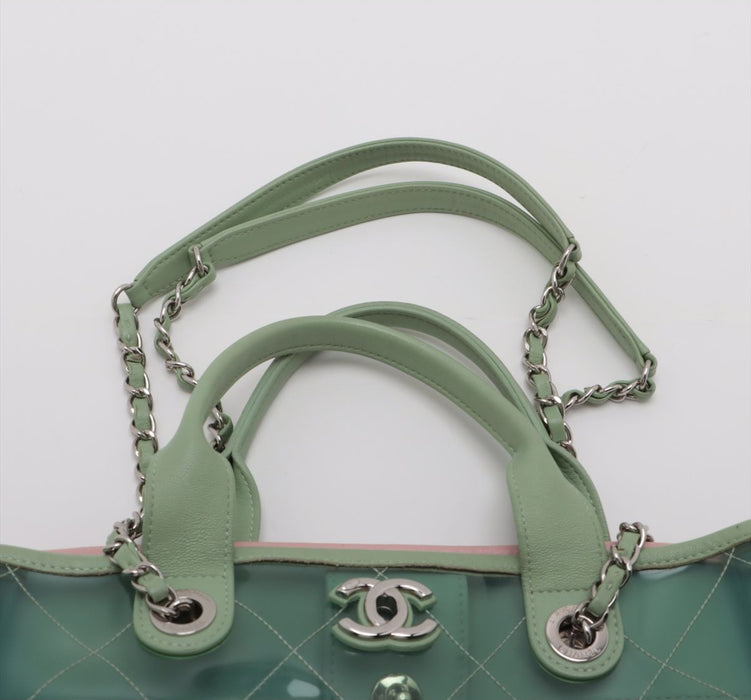 Chanel Green Medium PVC Lambskin Coco Splash Shopping Tote