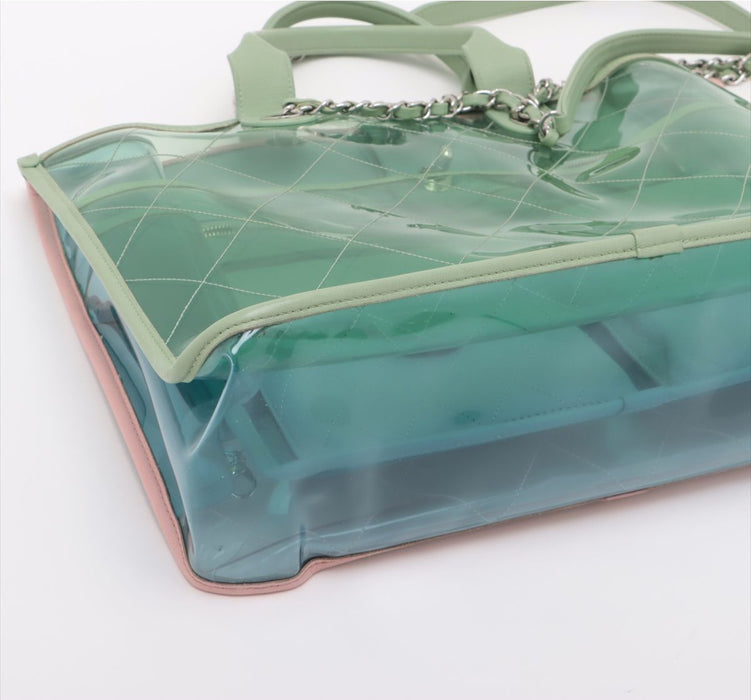 Chanel Green Medium PVC Lambskin Coco Splash Shopping Tote