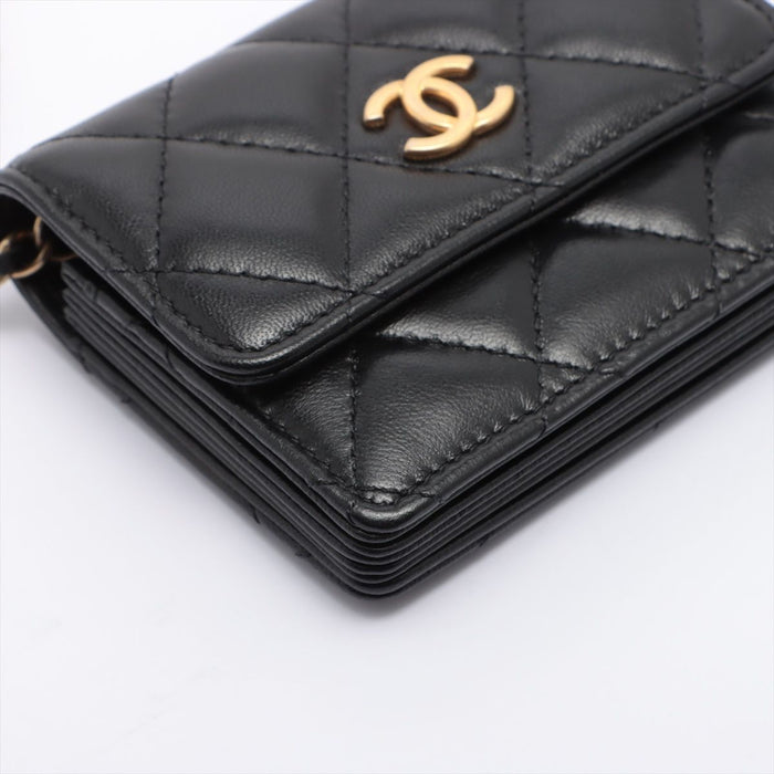 Chanel Romance Clutch/ Wallet With Chain Quilted Lambskin Mini
