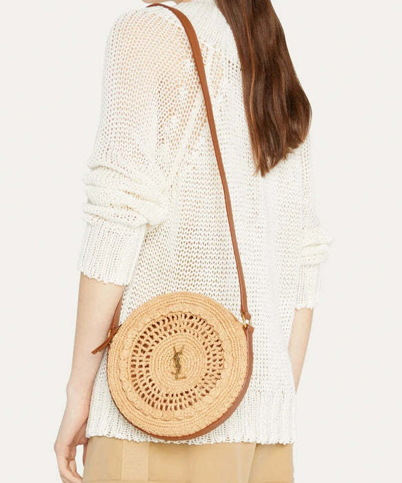 Saint Laurent Round Raffia Crossbody Bag