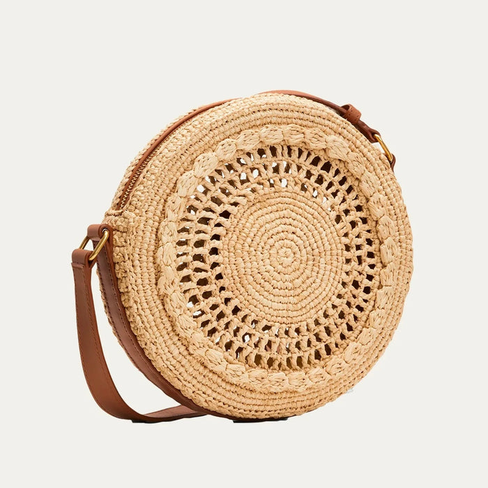 Saint Laurent Round Raffia Crossbody Bag