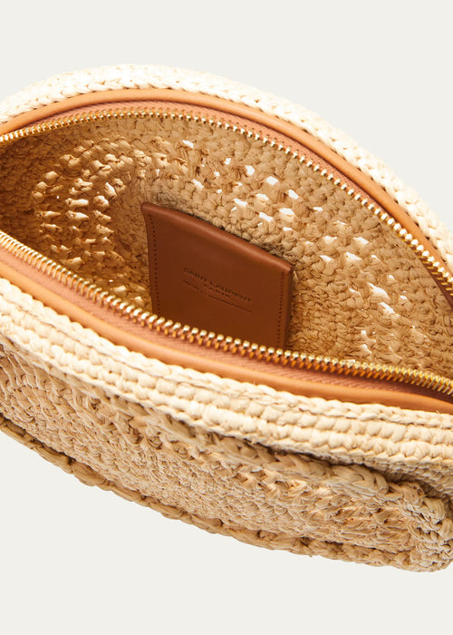 Saint Laurent Round Raffia Crossbody Bag