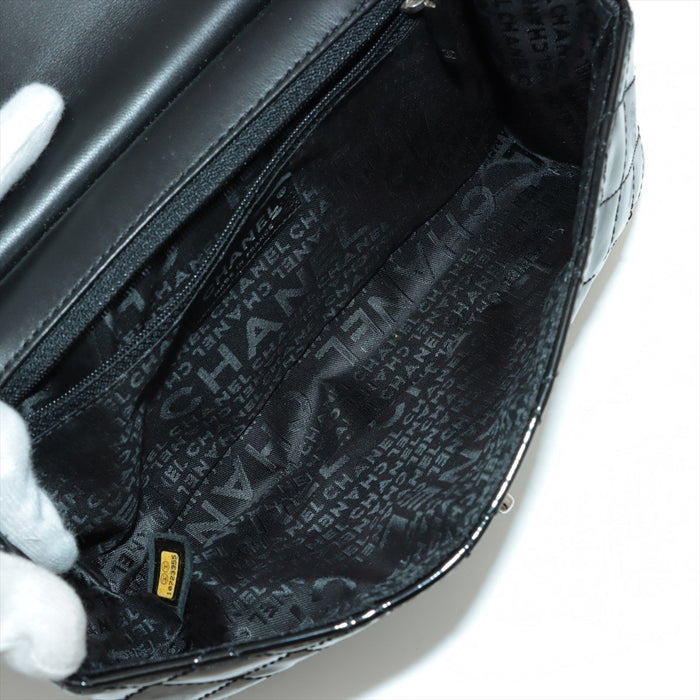 Chanel patent Quilted Medium Diagonal CC Flap Black