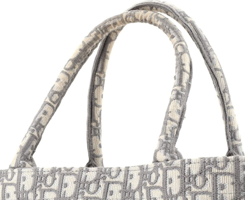 Dior Medium Dior Book Tote Ecru and Gray Dior Oblique Embroidery