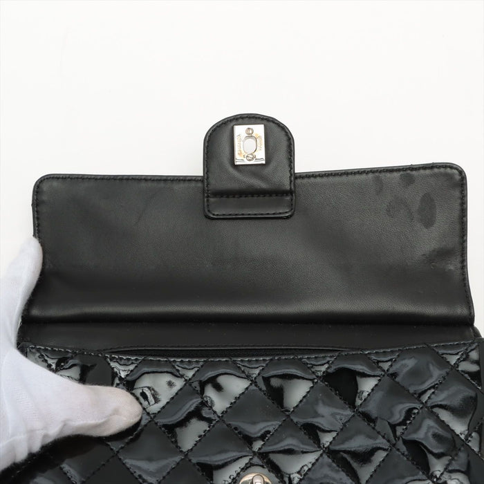 Chanel patent Quilted Medium Diagonal CC Flap Black