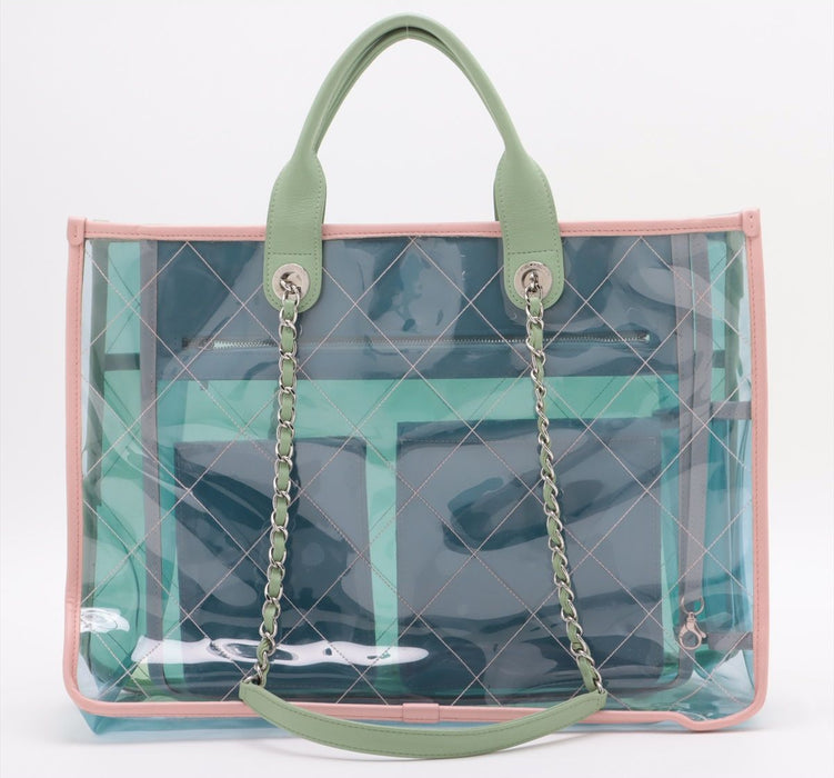 Chanel Green Medium PVC Lambskin Coco Splash Shopping Tote