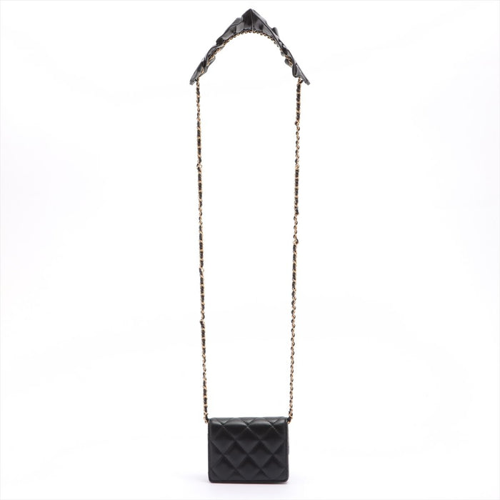 Chanel Romance Clutch/ Wallet With Chain Quilted Lambskin Mini