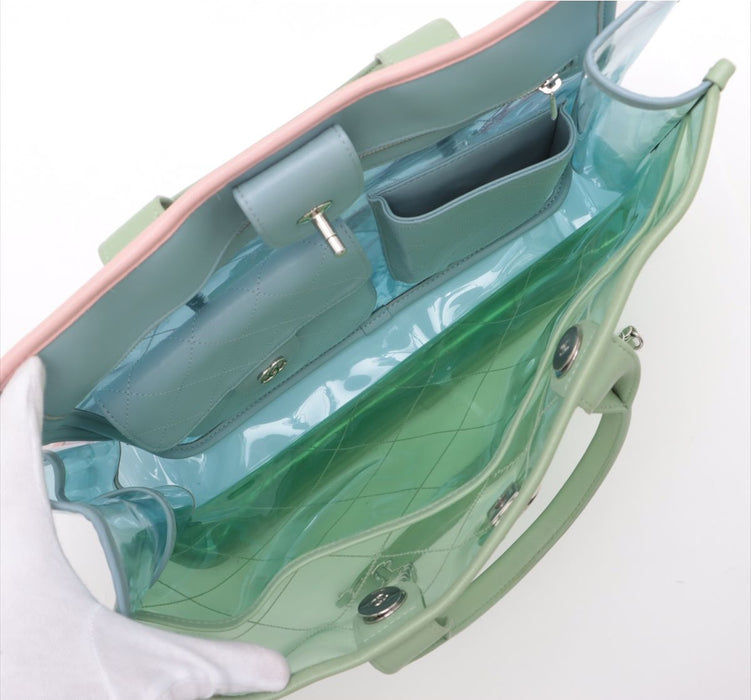 Chanel Green Medium PVC Lambskin Coco Splash Shopping Tote
