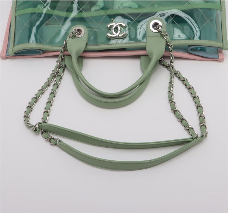 Chanel Green Medium PVC Lambskin Coco Splash Shopping Tote