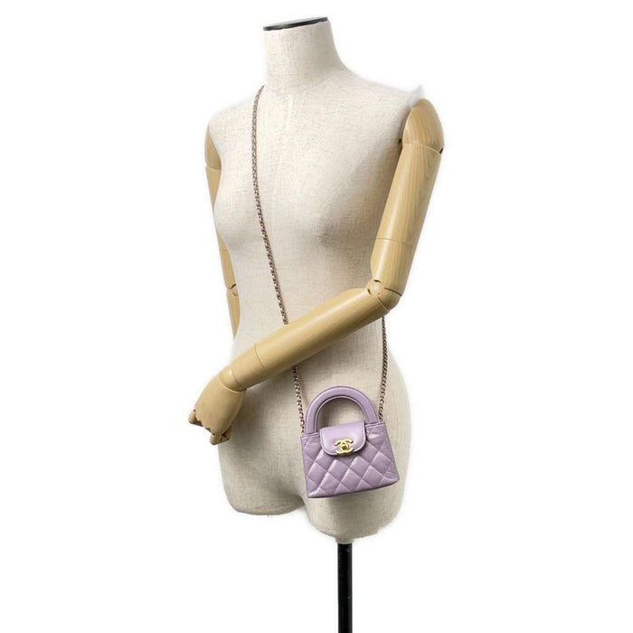 Chanel Calfskin Quilted Mini Nano Kelly Shopper Lilac