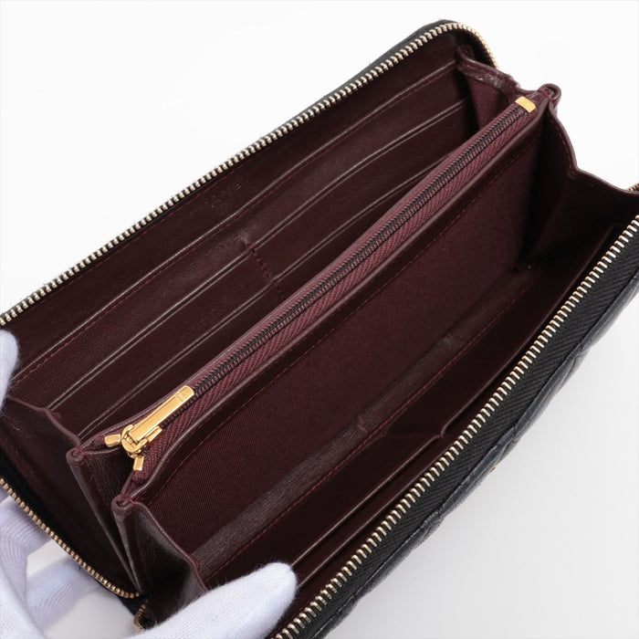 Chanel Lambskin Zip Long Wallet in Black