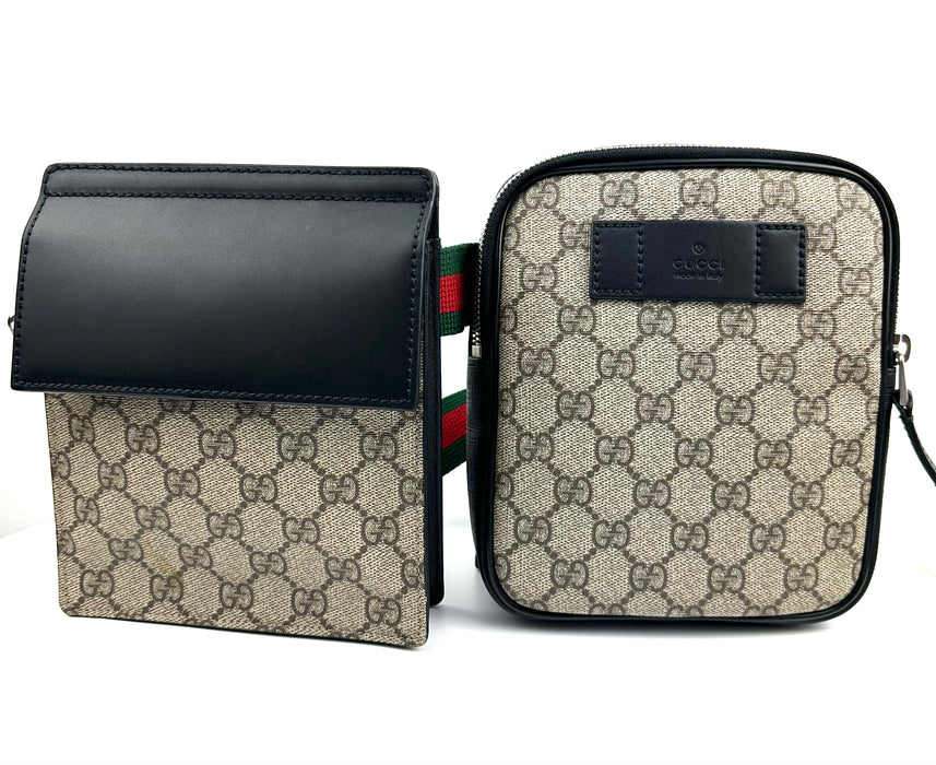 Gucci GG Supreme Double Web Belt Bag