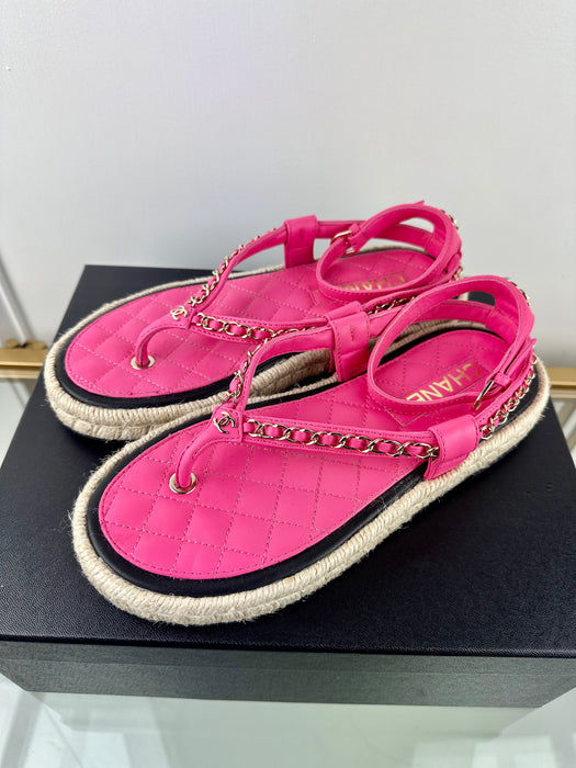 Chanel Pink Thong Sandals
