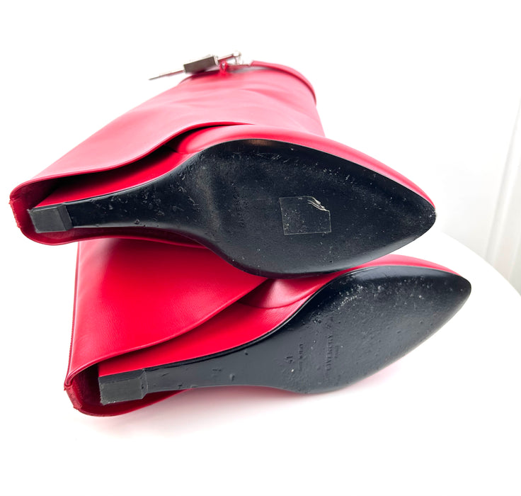 Givenchy Shark Lock Ankle Boots in Red Leather