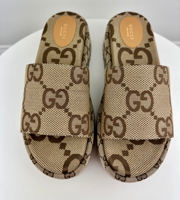 Gucci Platform Slide Sandals in Canvas