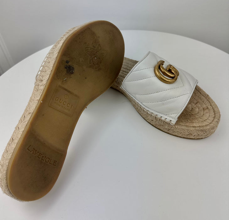Gucci Marmont White Espadrille Sandals look