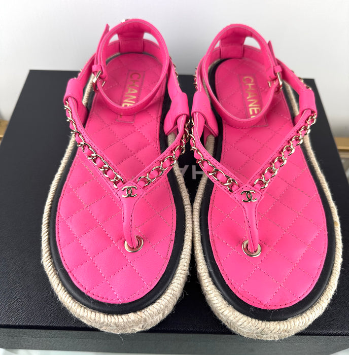 Chanel Pink Thong Sandals