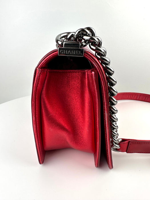 Chanel Patent Medium Boy Bag in Red