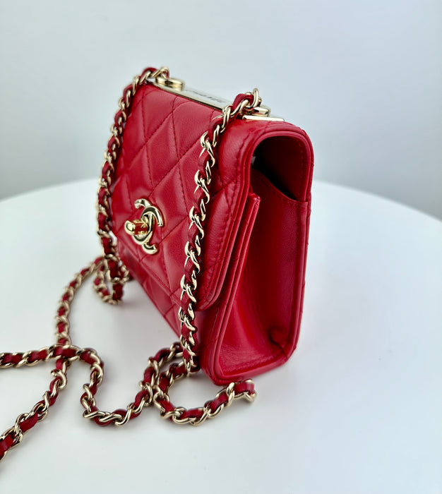 Chanel Lambskin Quilted Mini Trendy CC Clutch With Chain