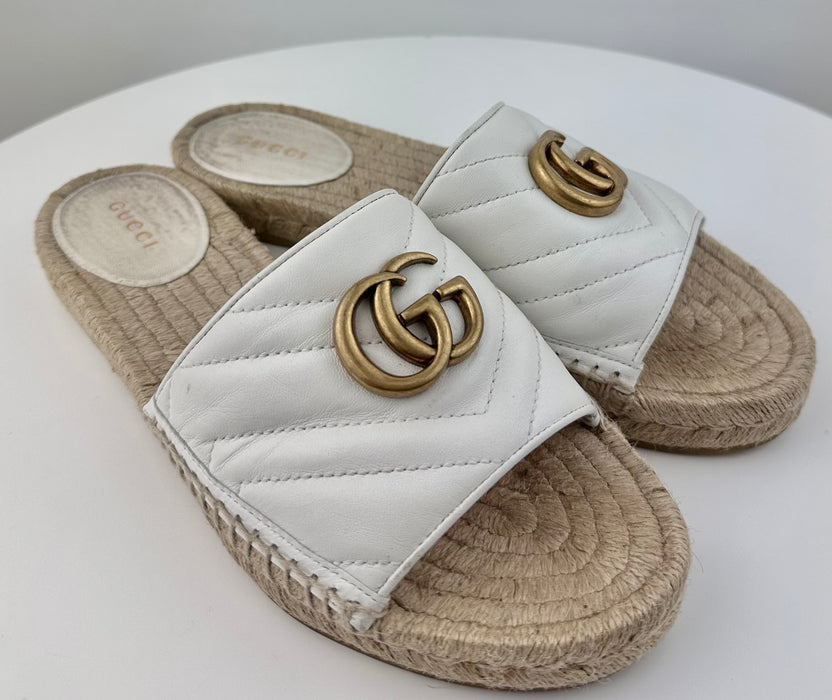Gucci Marmont White Espadrille Sandals look