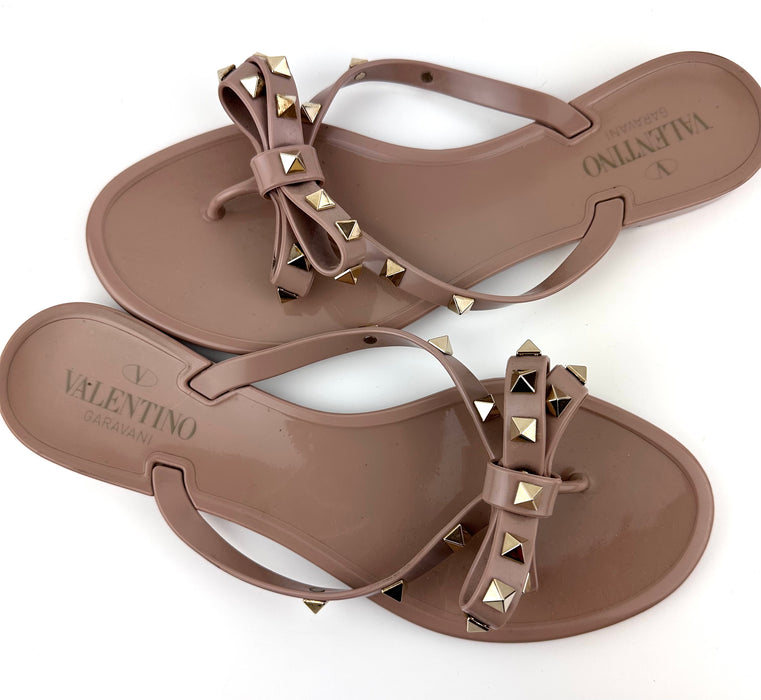 Valentino Rockstud PVC Flat Thong Sandals in Nude — LSC INC Valentino Rockstud PVC Flat Thong Sandals in Nude — LSC INC