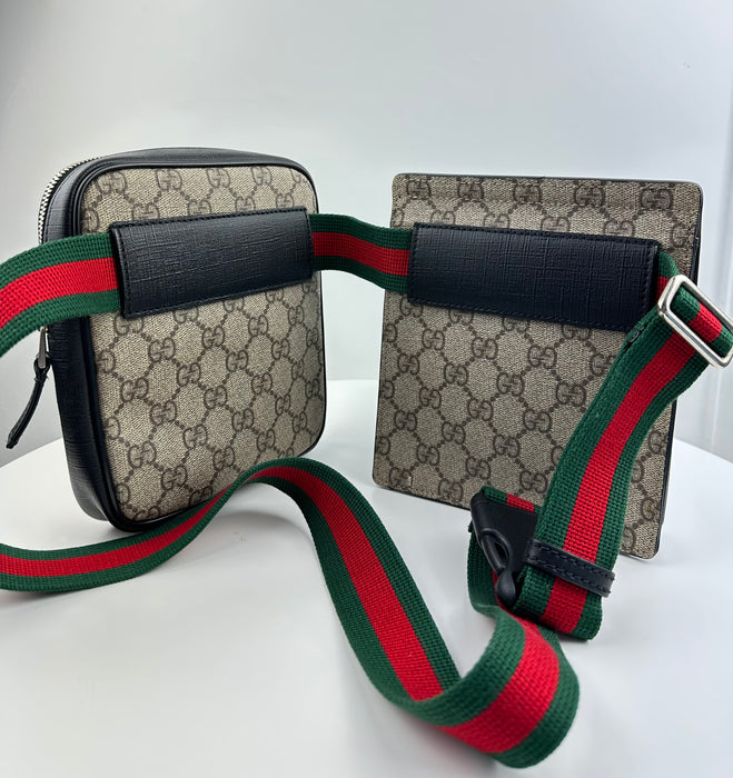 Gucci GG Supreme Double Web Belt Bag