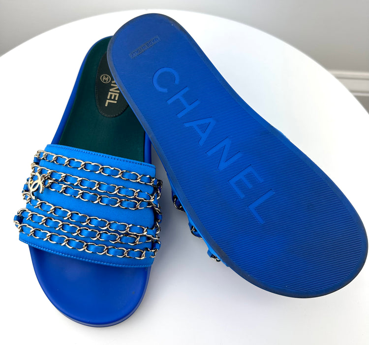 Chanel Satin Chain Slides