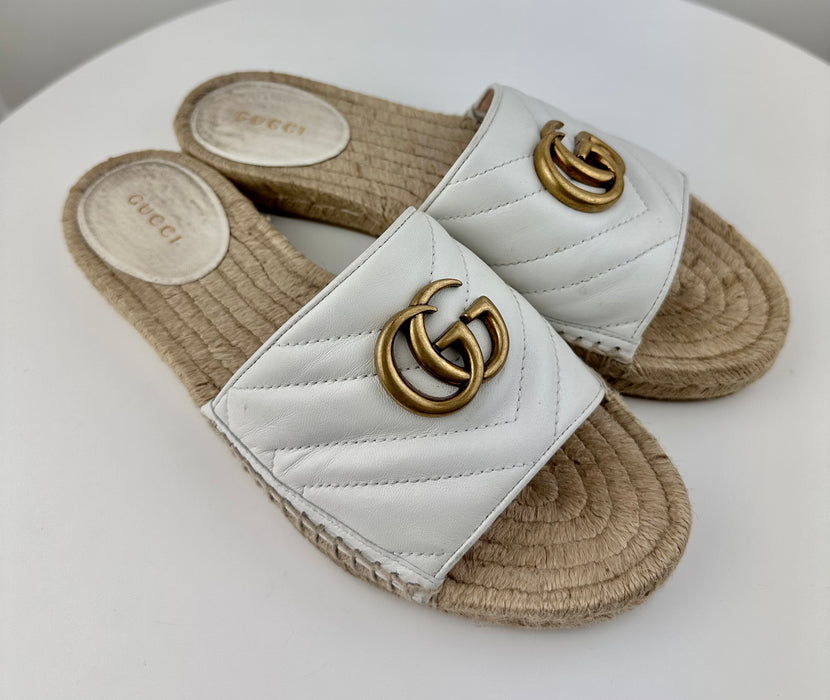Gucci Marmont White Espadrille Sandals look