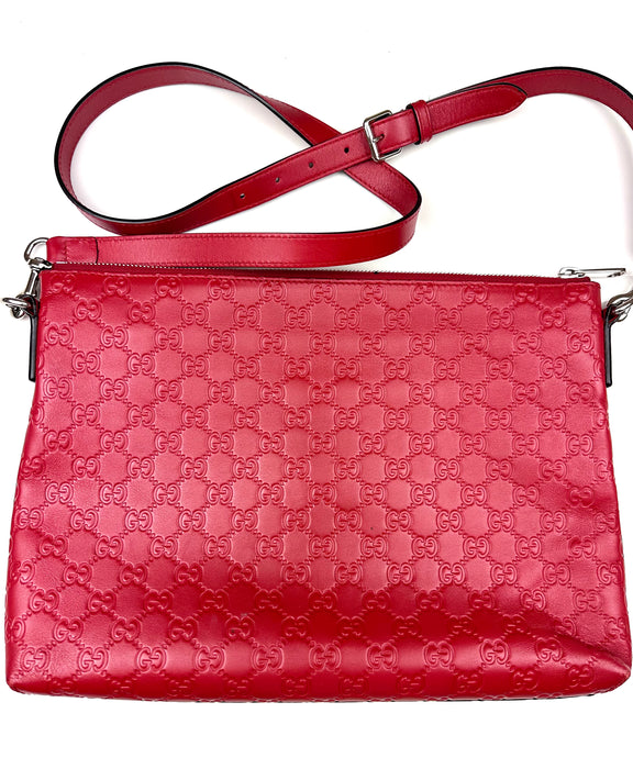 Gucci Zip Top Messenger Bag Guccissima Leather Large