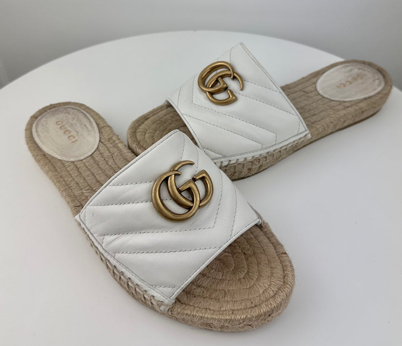 Gucci Marmont White Espadrille Sandals look