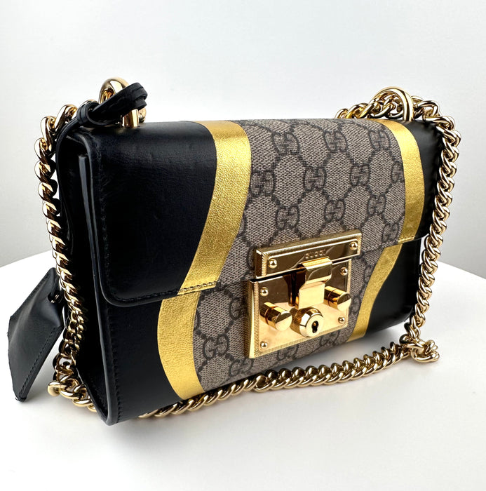 Gucci Padlock GG Supreme Small Leather and Canvas Shoulder Bag