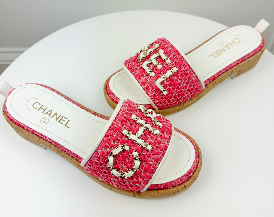 Chanel Tweed CHA NEL Mules