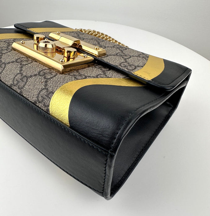 Gucci Padlock GG Supreme Small Leather and Canvas Shoulder Bag