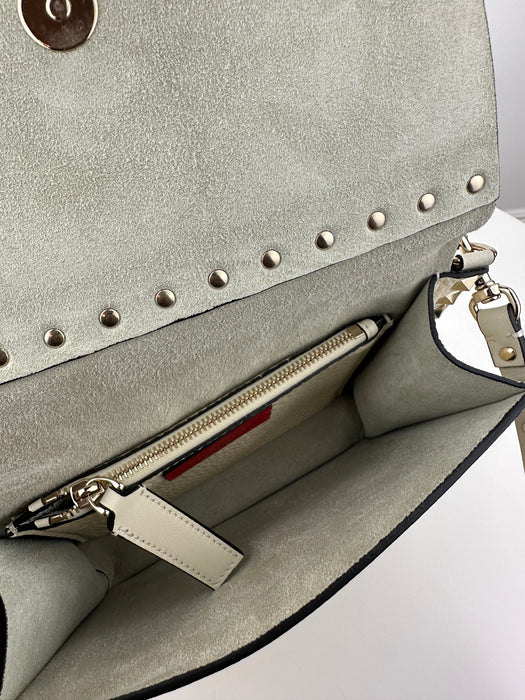 Valentino Rockstud Small Flat Leather Shoulder Bag