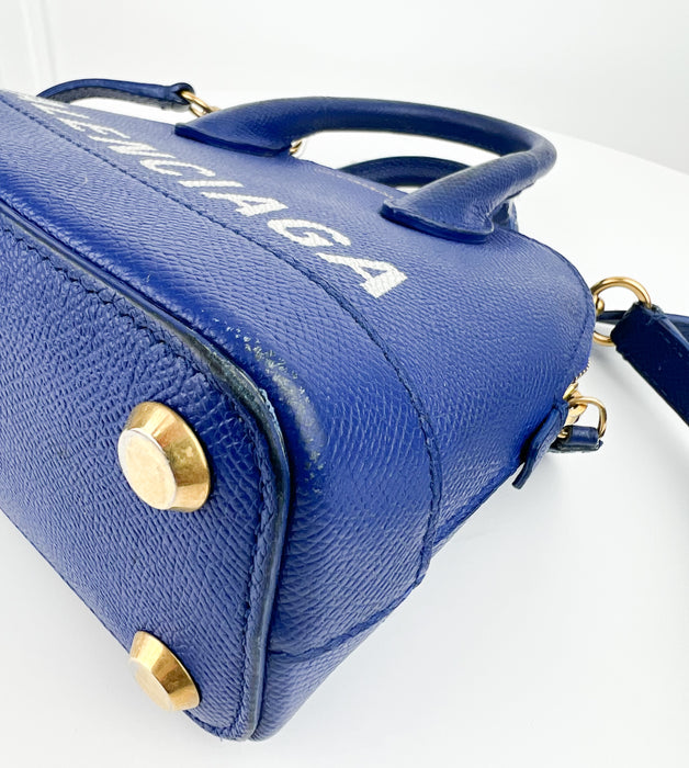 Balenciaga Grained Calfskin S Ville Top Handle Bag Royal Bleu