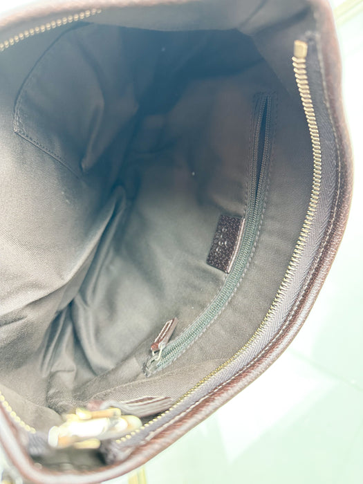 Prada Black Vitello Phenix Leather Web Stripe Strap Crossbody