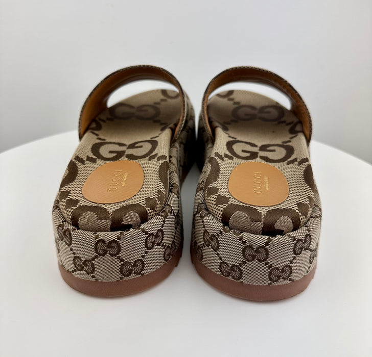 Gucci Platform Slide Sandals in Canvas