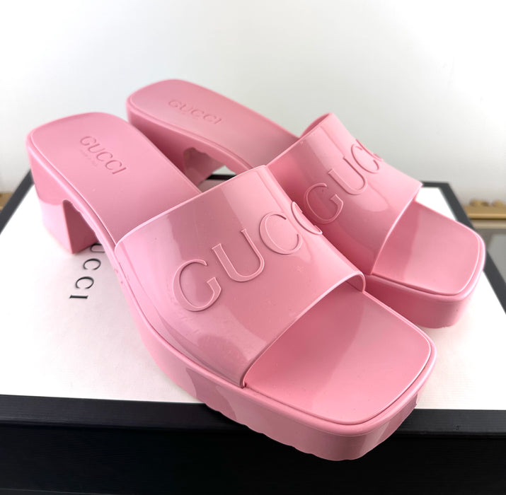 Gucci Rubber Slide Sandal Pink