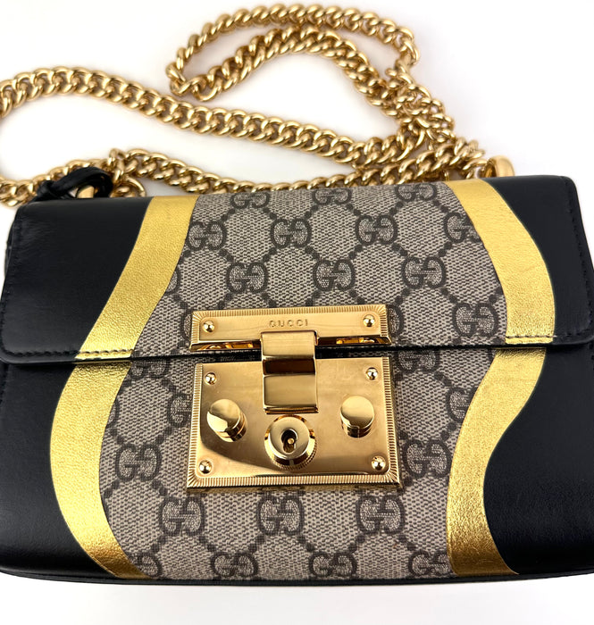 Gucci Padlock GG Supreme Small Leather and Canvas Shoulder Bag