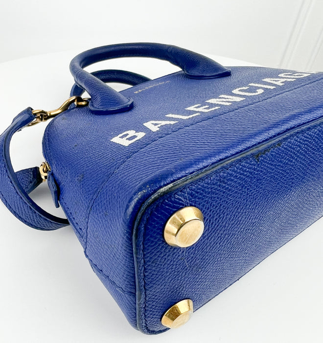 Balenciaga Grained Calfskin S Ville Top Handle Bag Royal Bleu