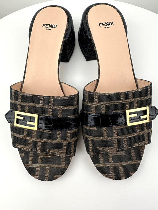 Fendi Monogram Block Heel Sandals