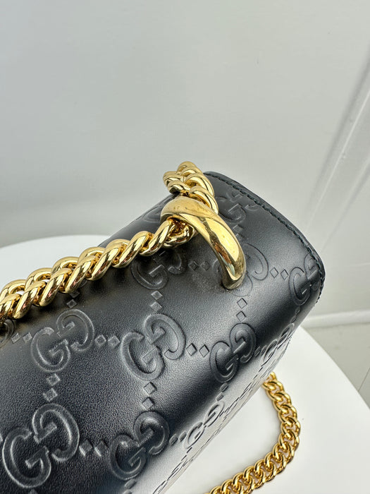 Gucci Black Guccissima Leather Padlock Shoulder Bag