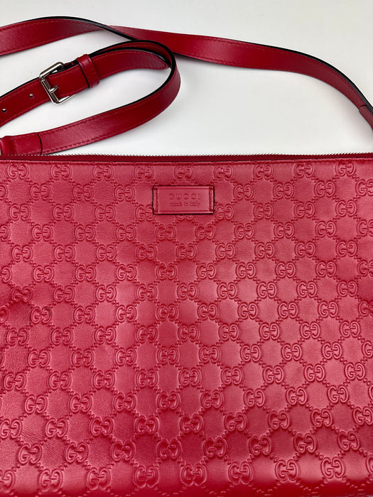 Gucci Zip Top Messenger Bag Guccissima Leather Large