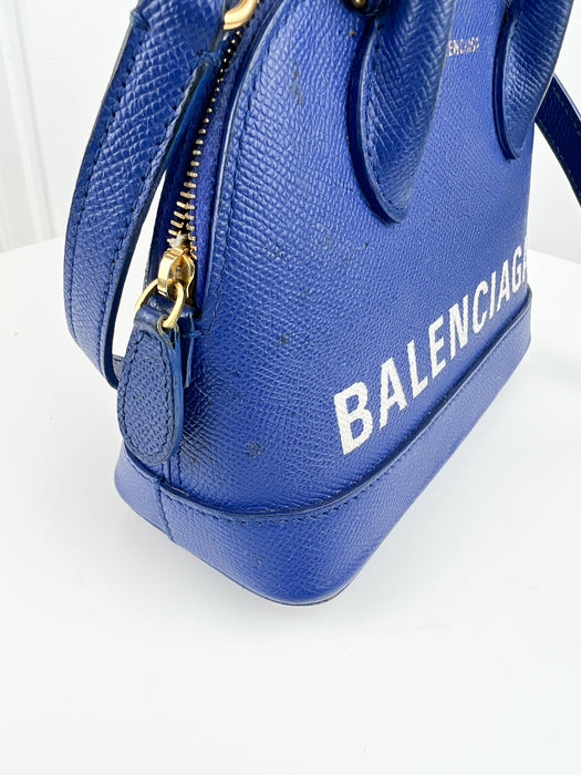 Balenciaga Grained Calfskin S Ville Top Handle Bag Royal Bleu