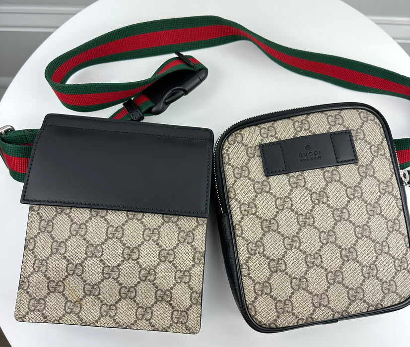 Gucci GG Supreme Double Web Belt Bag